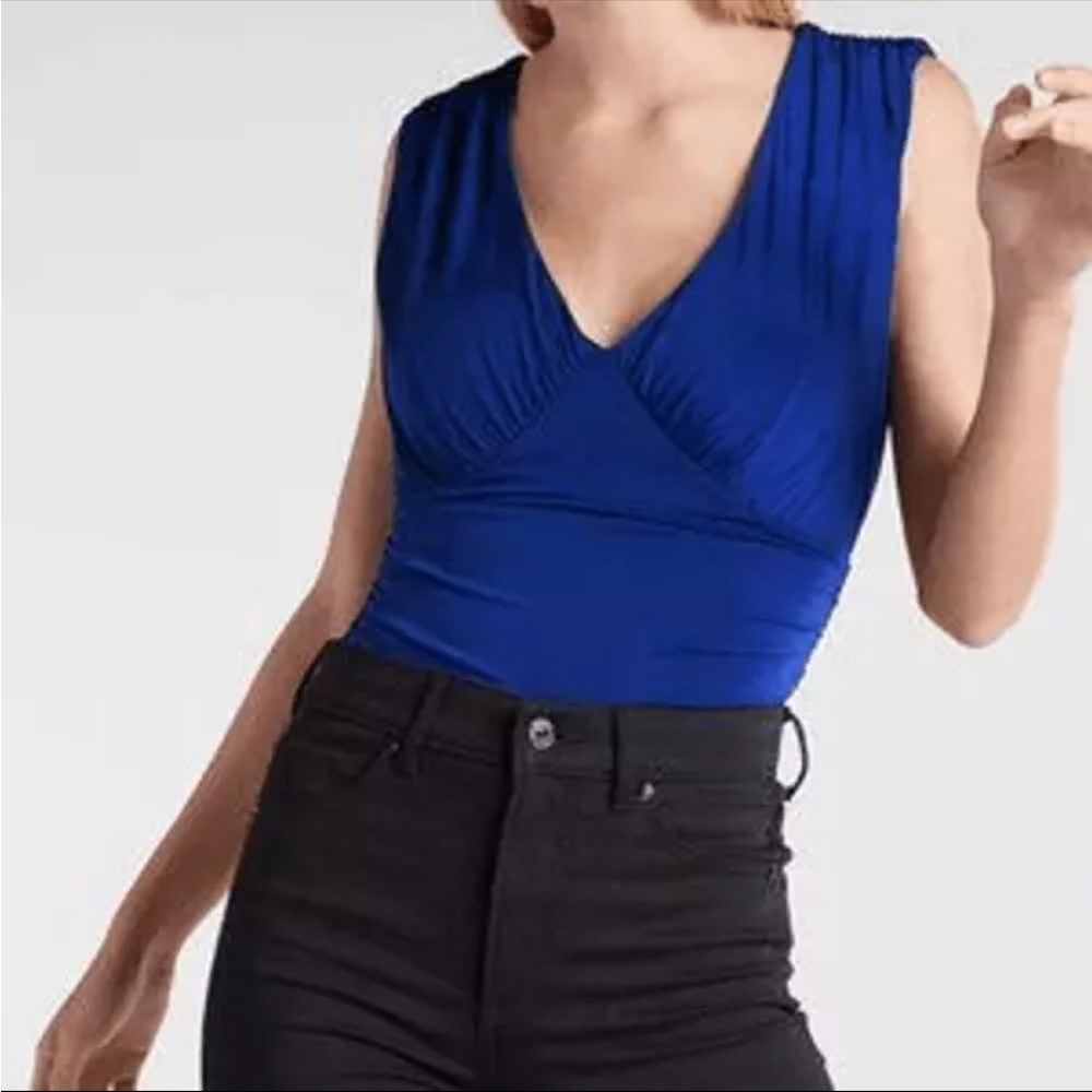 Express Royal Blue Body Contour Compression Sleeveless Bodysuit, S